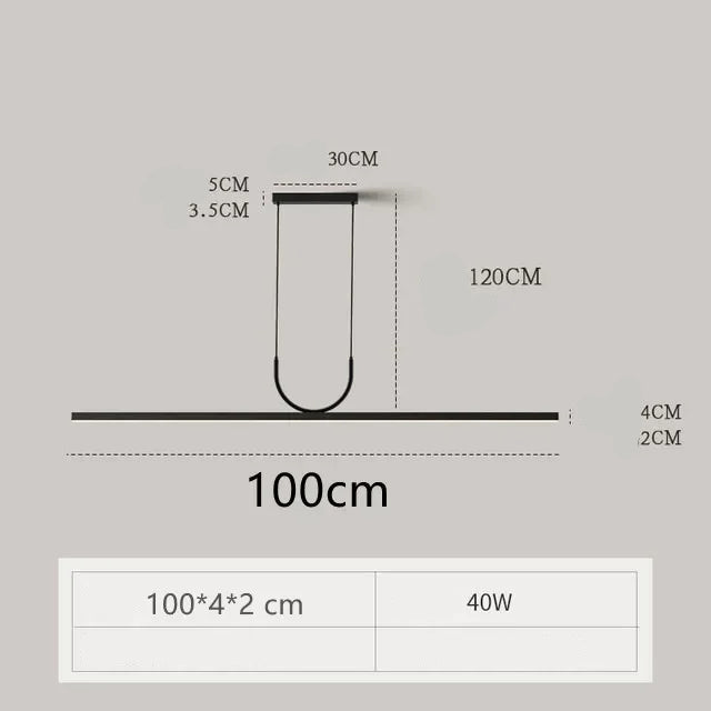 Nordic Long LED Pendant Light Iron 80cm 100cm 120cm 150cm Black White Kitchen Island 90-260V
