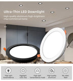 LED Recessed Ceiling Downlight 5W 9W 12W 15W 18W 24W 30W 36W 100lm/W AC110-240V