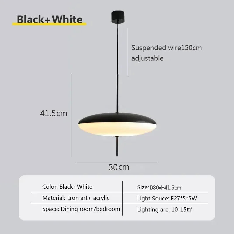 Nordic LED Pendant Light Flying Saucer 5-Light E26 E27 D30cm Tricolor White Black 90-260V