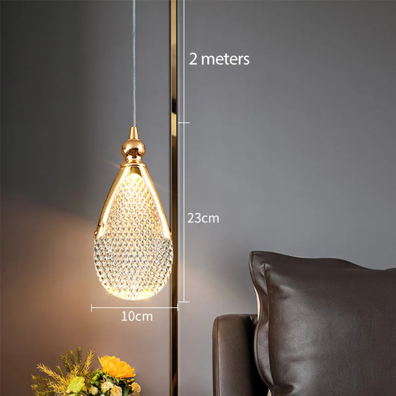 Nordic LED Pendant Light Acrylic Iron Plated Single Cord Ceiling Lamp 90-260V