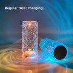 Crystal Rose LED Desk Lamp USB Rechargeable 5W Touch Switch 3 Color Temperatures ABS Acrylic Bedroom Bedside Night Light