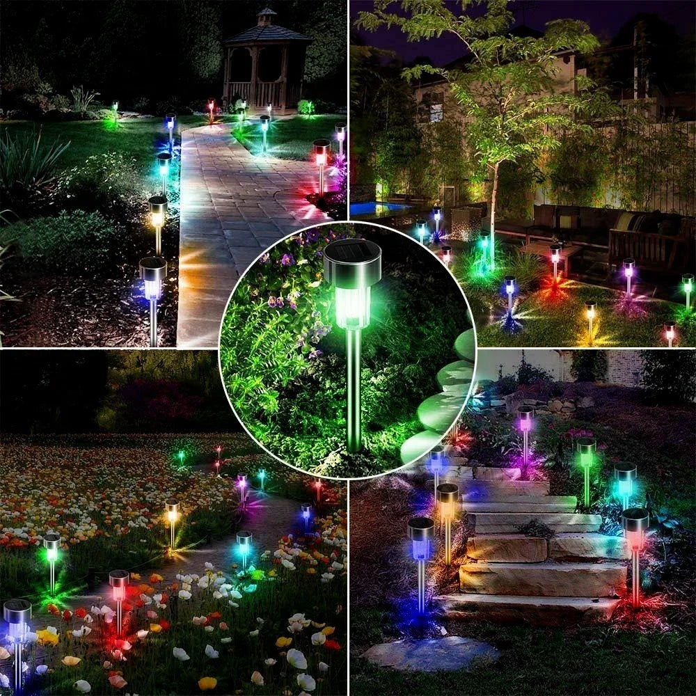 Solar LED Garden Stake Path Light IP65 Waterproof Dusk-to-Dawn Auto Lawn Lamp