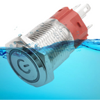 IP65 Waterproof Metal Push Button Switch 12mm 16mm 19mm 22mm 3A Copper LED Indicator 12V 24V Momentary Flat Circular Panel Mount