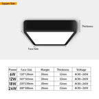 Surface-Mounted LED Ceiling Light 6W 12W 18W 24W CRI 90+ 180° IP42 AC 90-260V Round Square