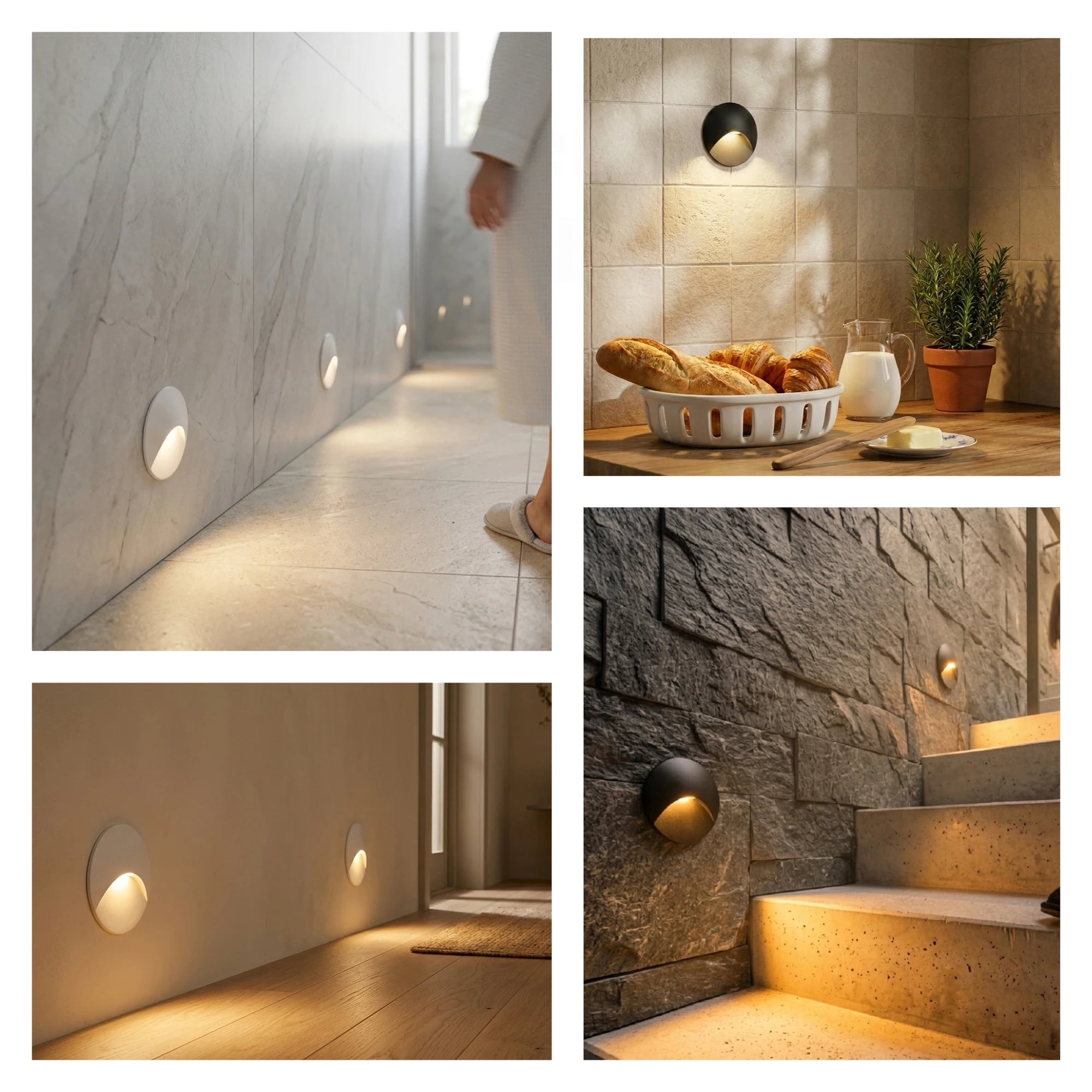 3W LED Recessed Step Light Square Round Black White AC 90-260V Anti-Glare Stair Wall