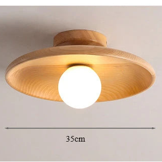 Nordic Japanese Bamboo Wood Glass LED Ceiling Lamp E26 E27 Surface Mount AC 90-260V Corridor