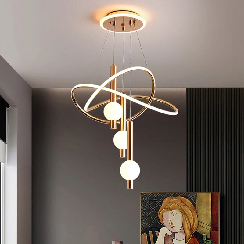 Modern 3D Acrylic LED Pendant Chandelier 75W 2200lm Dual-Mode Dimmable 50cm AC 90-240V