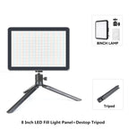 8/12 Inch LED Photography Video Panel Light 12W 15W 1700lm CRI 85+ 2800-7000K 5V USB-C Tripod