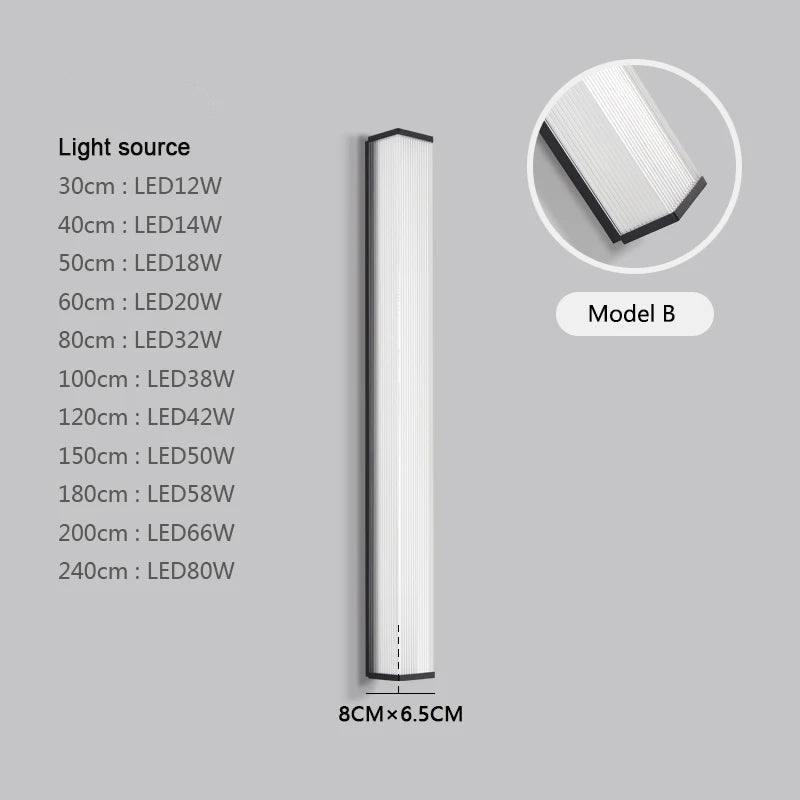 IP65 LED Linear Wall Light Brushed Stainless Steel Acrylic 30cm to 240cm AC 85-265V Outdoor Garden Villa Balcony Wall Washer