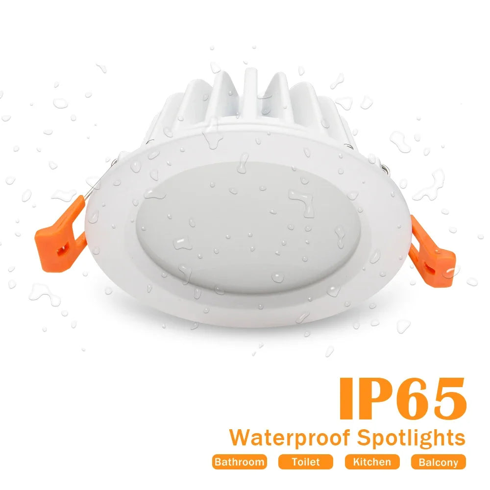 IP65 Waterproof LED Recessed Downlight Square Round 5W 7W 9W 12W 15W 85-265V Black White