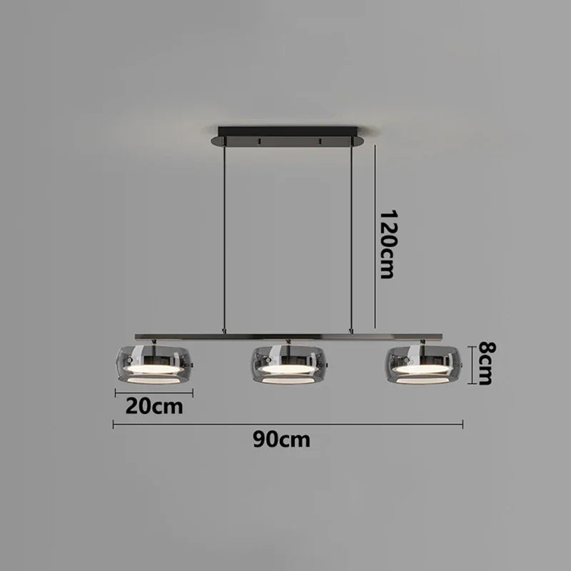 Nordic Multi-Head Glass Pendant Lamp 3 4 5 6 Heads 45-90W 3-Color Switchable AC 90-265V