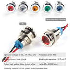 Waterproof Metal LED Indicator Pilot Light Copper 6mm 8mm 12mm 16mm 19mm 22mm 1A 6V 12V 24V 110V 220V Red Yellow Blue Green White