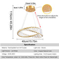 Luxury Ring LED Chandelier Pendant Light Stainless Steel Crystal Flush Mount Knob Dimmable Living Room Dining Room AC 90-260V