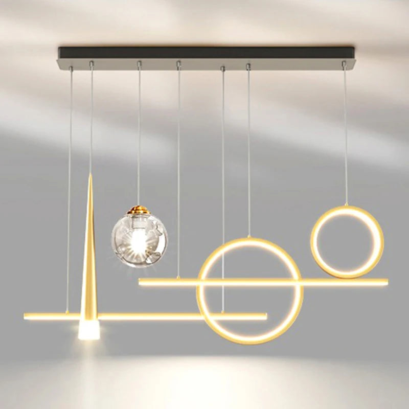 65W LED Bar Pendant Chandelier L94cm 4-Mode Dimmable 2800-6000K AC 90-265V Black Iron Acrylic