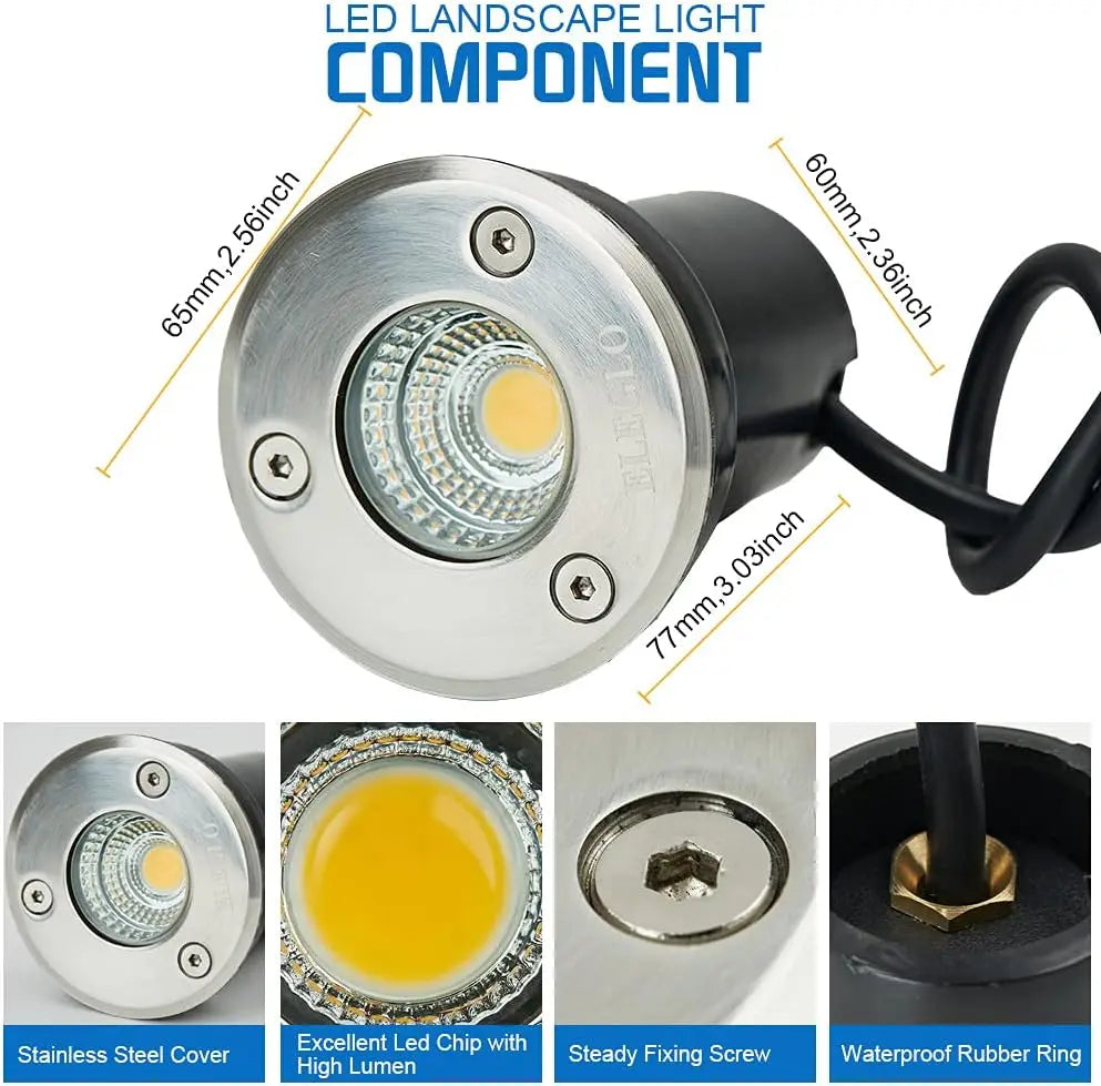 6-12 Pack 3W DC 12V 24V IP67 LED Low Voltage Landscape Light In-Ground Yard Driveway Step