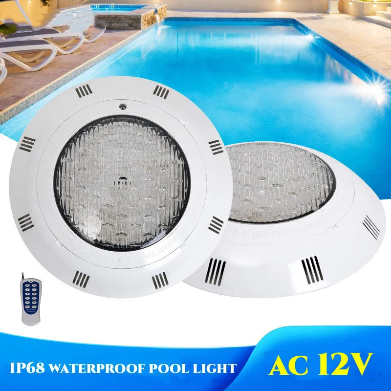 RGB LED Pool Light 20W 30W 40W 50W IP68 AC 12V 120° 30m Remote Resin-Filled ABS Pool Lamp