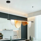 Nordic Minimalist Linear LED Chandelier Iron Acrylic Semi Flush Mount Touch Switch 3 Color Temperatures AC 90-260V Dining Room Bar