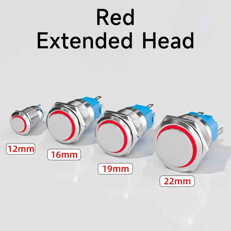 IP65 LED Illuminated Metal Push Button Switch 12mm 16mm 19mm 22mm 1-3A Momentary Latching 5 Colors