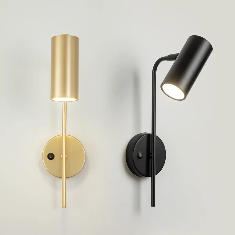 Modern Rotatable LED Wall Lamp Iron Plated E26 Single Head Knob Switch Up and Down AC 90-260V Bedroom Living Room Foyer