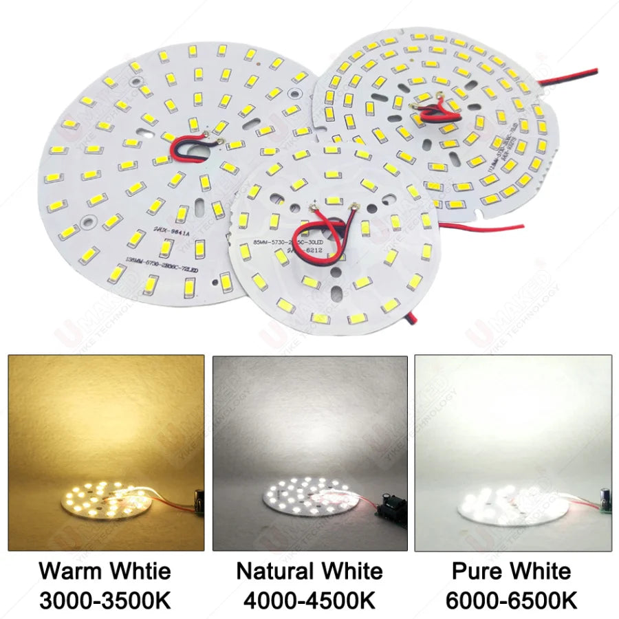 10-Pack SMD5730 LED Lamp Board 3W-24W JST Pre-Welded Connector 32-100mm Warm Natural Cool