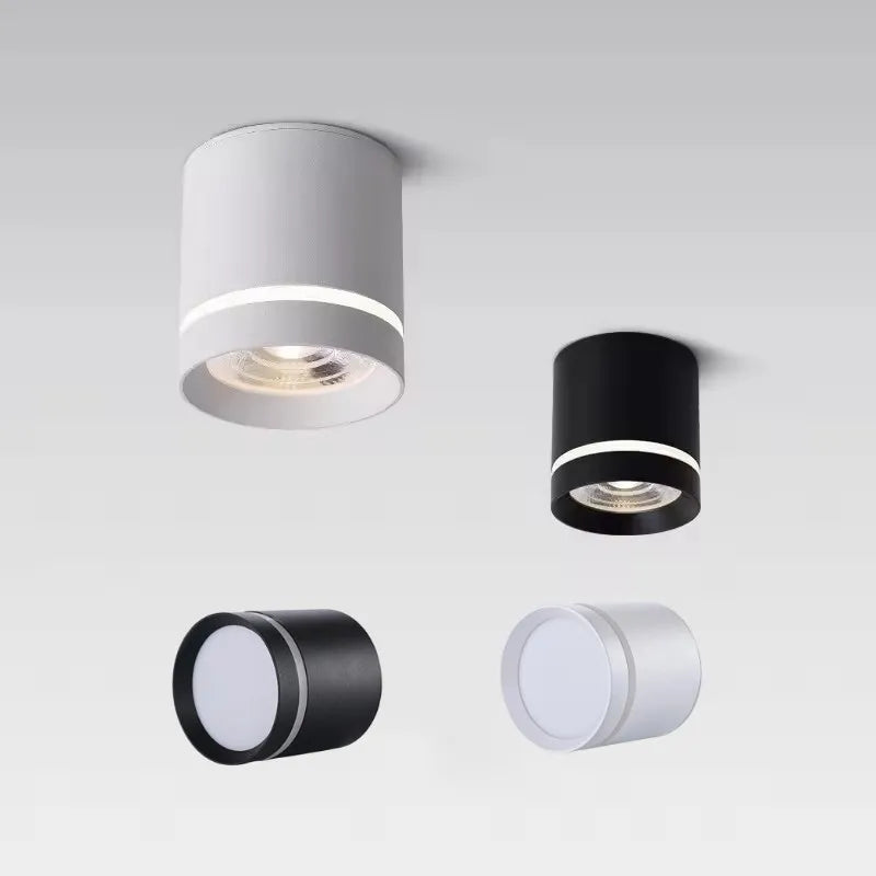 Dimmable COB LED Cylinder Ceiling Downlight 5W 7W 9W 12W 15W 18W Forged Aluminum Knob Switch 45 Degree Adjustable AC 110-220V