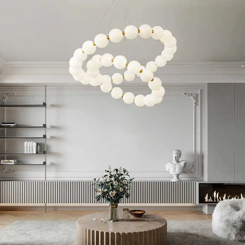 Nordic Modern LED Ring Chandelier Iron Polished Chrome Semi Flush Mount Remote Control AC 90-260V Living Room Dining Room Bar