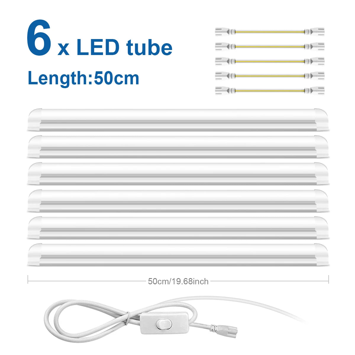 25W T8 LED Tube 50cm SMD2835 120° CRI 80+ AC 85-265V Warm Neutral Cool White Aluminum