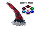 5mm Pre-Wired LED Diode 5V to 12V DC Water Clear Round Through Hole Red Green Blue White Yellow Orange Purple 20 Pack