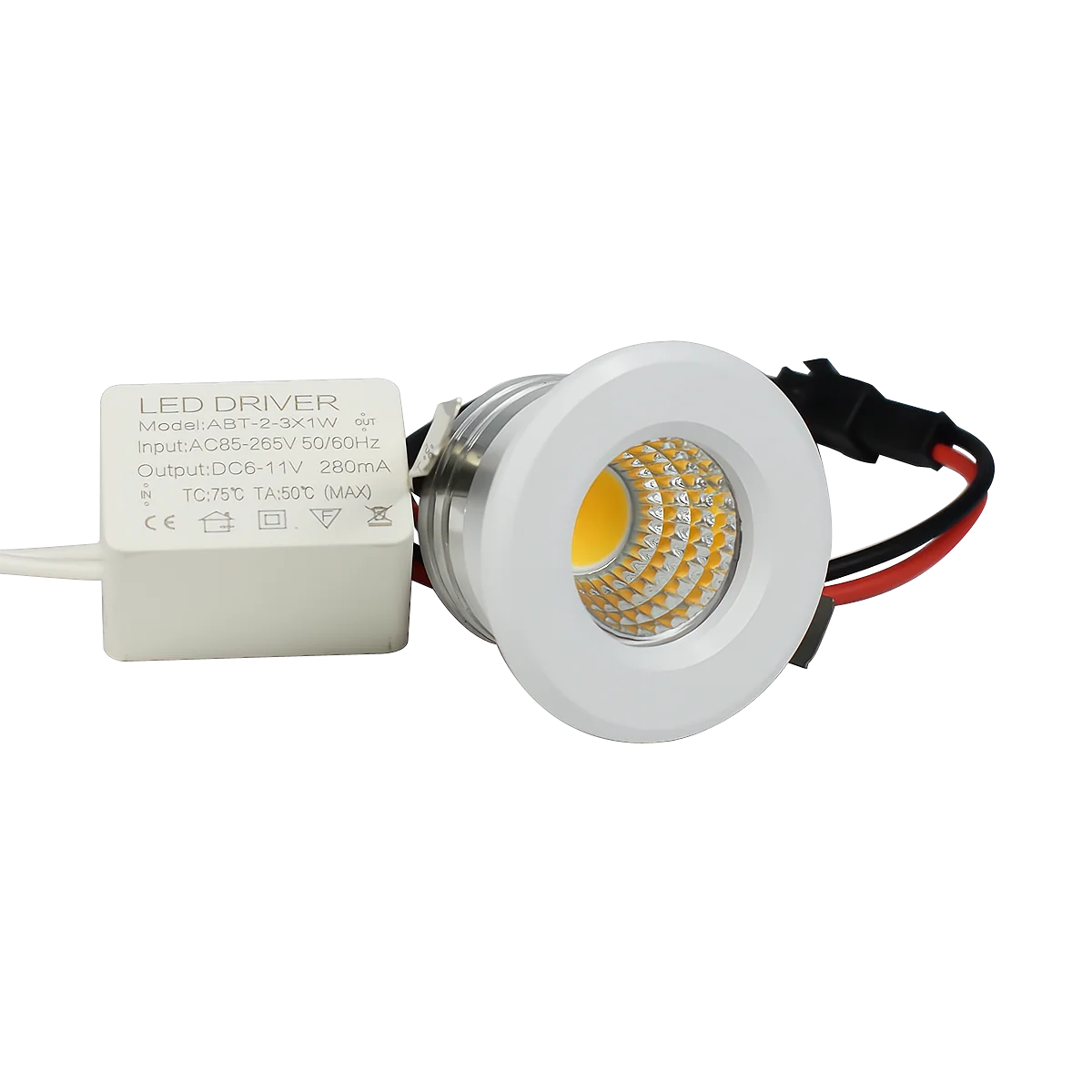 Mini COB LED Recessed Downlight 3W 270lm IP44 Dimmable 30mm Cutout Aluminum AC 85-265V Cabinet Showcase Spotlight