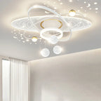Modern Oval LED Pendant Chandelier Iron Acrylic Black Gold White Dimmable Remote AC 85-265V