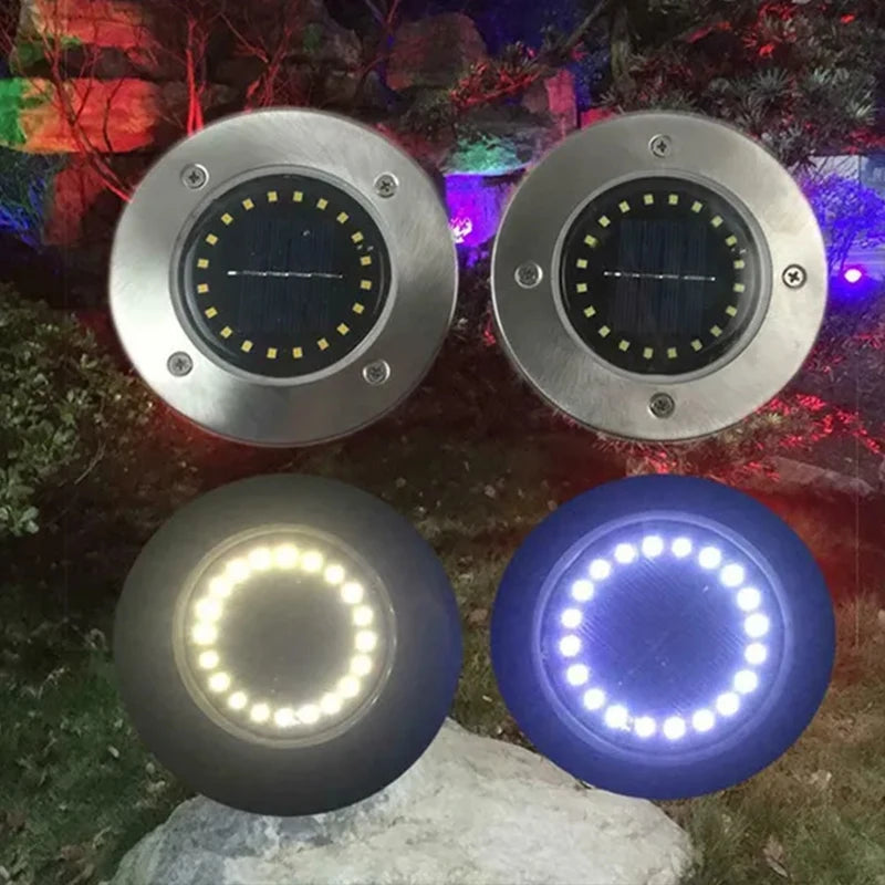 Solar LED Underground Ground Light 8 or 20 LED IP65 Stainless Steel ABS Dusk to Dawn Auto Sensor Warm White Cool White 4.7 x 5 inch Garden Path Driveway