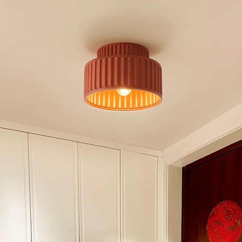 Nordic Resin LED Ceiling Light E27 Surface Mount Perforated Anti-Glare Bedroom Living Room