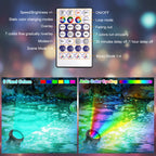 IP68 RGB LED Underwater Pond Spotlight 6 LED Beads 90 Degree Adjustable App and Remote Control 16 Million Colors ABS 5.5cm x 6cm Pond Garden