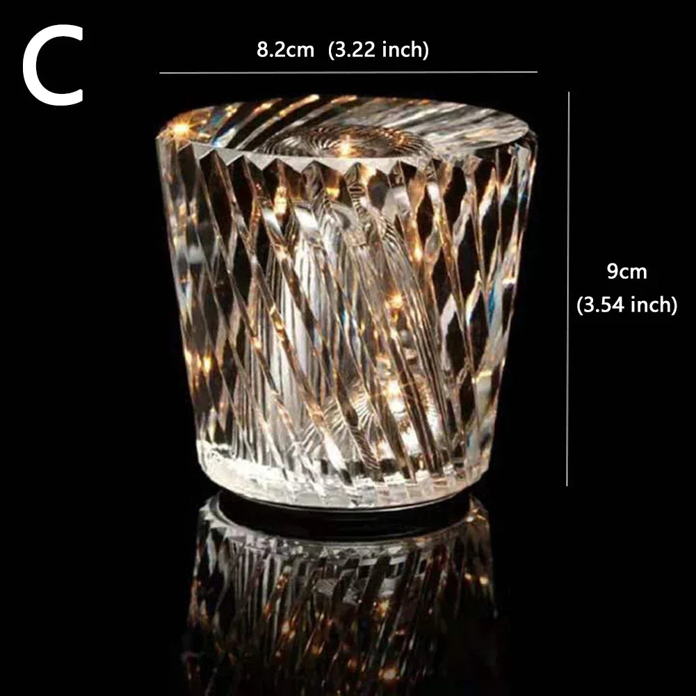 Diamond Crystal LED Night Light Rechargeable Atmosphere Table Lamp Bedroom Bedside Bar Restaurant 0.5W