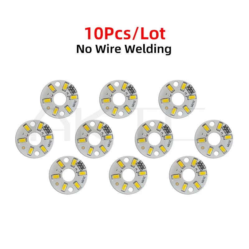 5V DC LED Light Board SMD5730 ≤3W 6 LEDs D31mm 9-Color 10-Pack Aluminum Substrate RoHS