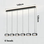 Modern Multi-Head Glass Pendant Light 1 3 4 Heads 5-60W Ironware Dimmable AC 90-265V