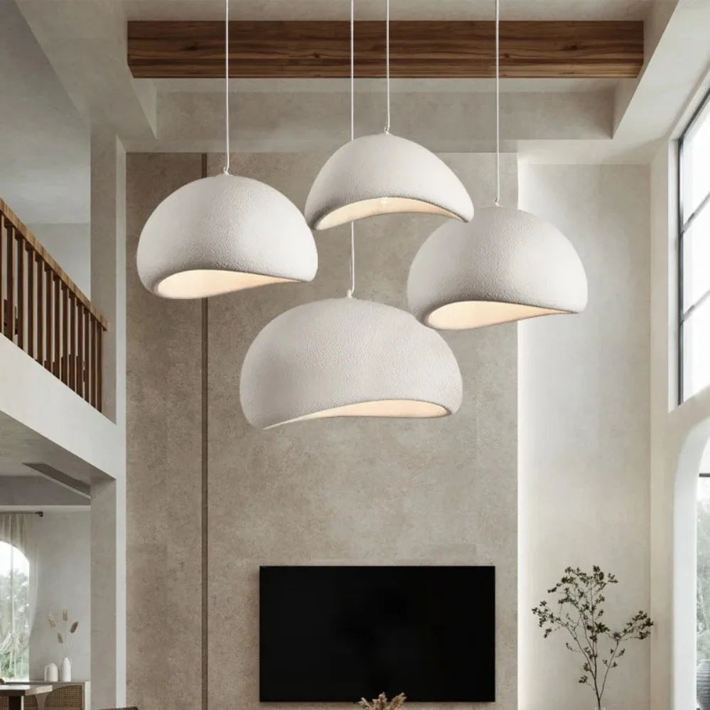 Nordic Wabi-Sabi Hand Knitted LED Pendant Light Single Head PP Plastic Cord Pendant AC 90-260V Living Room Dining Room