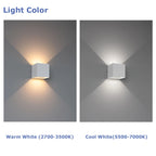 IP65 LED Wall Lamp 6W 12W Aluminum Clear Glass Up and Down AC 90-260V Indoor Outdoor Waterproof Black White Gray
