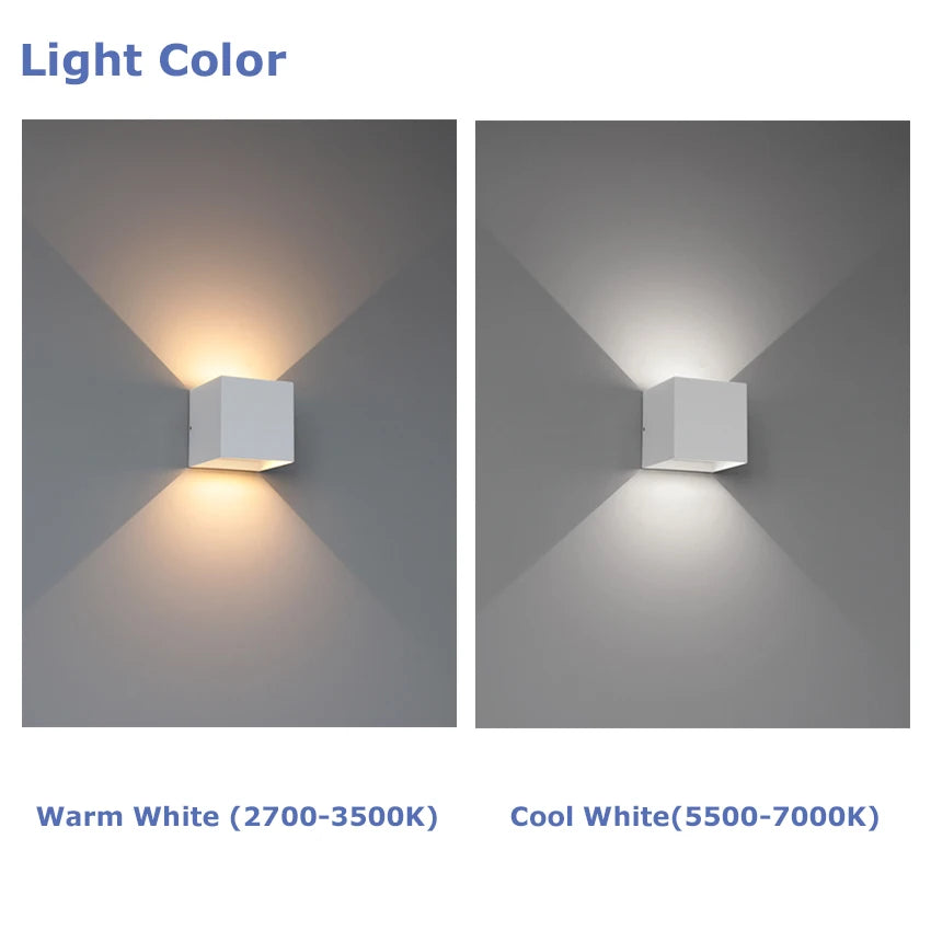 IP65 LED Wall Lamp 6W 12W Aluminum Clear Glass Up and Down AC 90-260V Indoor Outdoor Waterproof Black White Gray