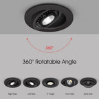 5W-18W Angle-Adjustable COB LED Recessed Downlight 360° Epistar CRI 90+ 110lm/W AC 85-265V