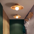 Nordic Japanese Bamboo Wood Glass LED Ceiling Lamp E26 E27 Surface Mount AC 90-260V Corridor