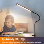 Double-Head Clip LED Desk Lamp 3-Color Mode 10 Dimming Levels Touch Switch AC 90-260V