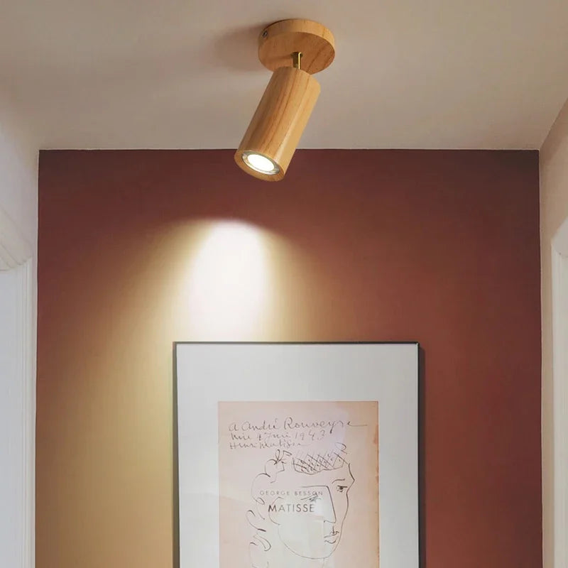Modern Wood Ceiling Spotlight 5W 10W 15W 20W E26 1 2 3 or 4 Head Surface Mounted Adjustable AC 90-260V Kitchen Dining Room Bedroom
