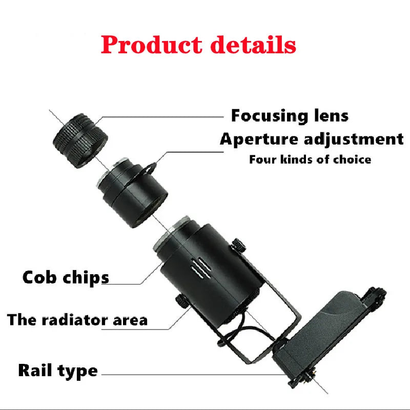 COB LED Spotlight 5W 7W 10W 12W 15W 20W 15-20° 3-CCT Track or Surface Mount AC 85-265V