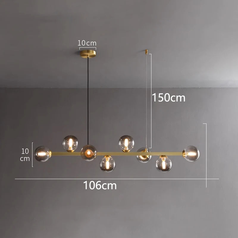 Modern Multi-Head Glass Pendant Chandelier 8 10 12 Heads 72-106W 4-Mode AC 90-240V