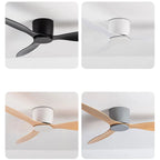 DC Motor Ceiling Fan No Light 42 52 Inch 6 Speed Reversible Remote White Wood Black 110-220V
