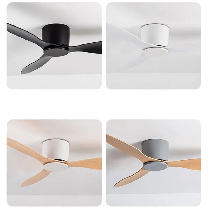 DC Motor Ceiling Fan No Light 42 52 Inch 6 Speed Reversible Remote White Wood Black 110-220V