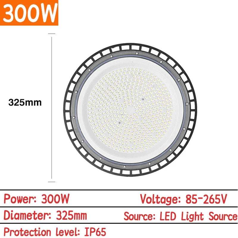 UFO LED High Bay Light 100W 150W 200W 300W SMD2835 IP65 6000-6500K AC 85-265V Warehouse