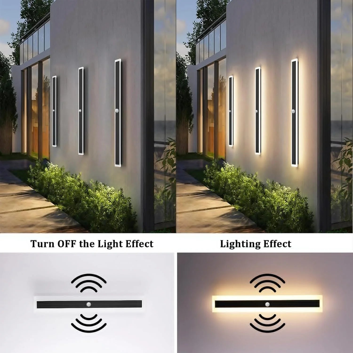 IP65 Outdoor LED Wall Light PIR Motion Sensor Dimmable Aluminum AC 85-265V Up Down