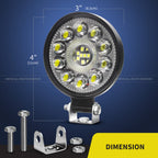 3-Inch 63W LED Work Light IP67 DC 9-32V Spot 30° Flood 60° 6300lm 6000K Stainless Bracket